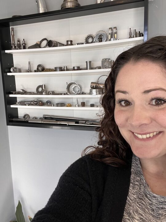 Recruiter Alex Ingram with her collection of precision engineering items